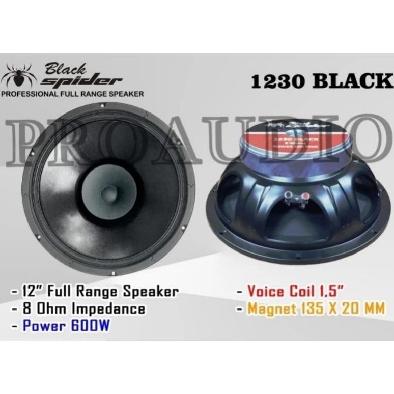 Speaker Komponen Blackspider 12 inch 1230 Black BS 1230 Black Spider Original
