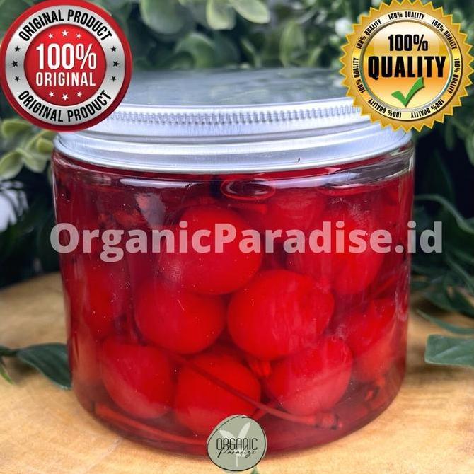 Torta- Buah Cherry Mascharino Tangkai Hiasan Kue