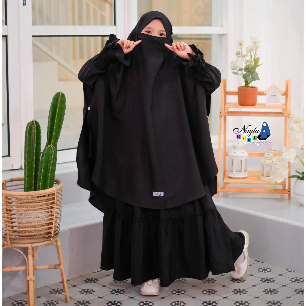ORIGINAL Arumi Gamis Anak Set Jilbab French Khimar By Nayla Kids KEKINIAN