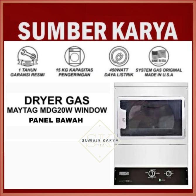 MAYTAG MDG20 Dryer Gas 10.5 KG Pintu Kaca Panel Bawah Putih 450 Watt MDG 20