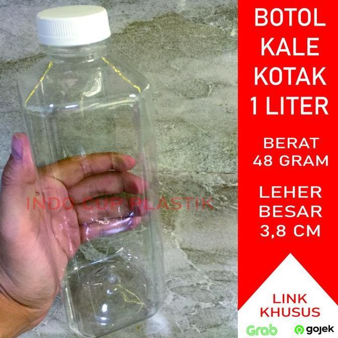 HARGA GROSIR - Isi 50 Pcs Botol Kale Kotak 1 Liter Tebal / Botol Plastik Kale 1 Liter Tebal (48gr)