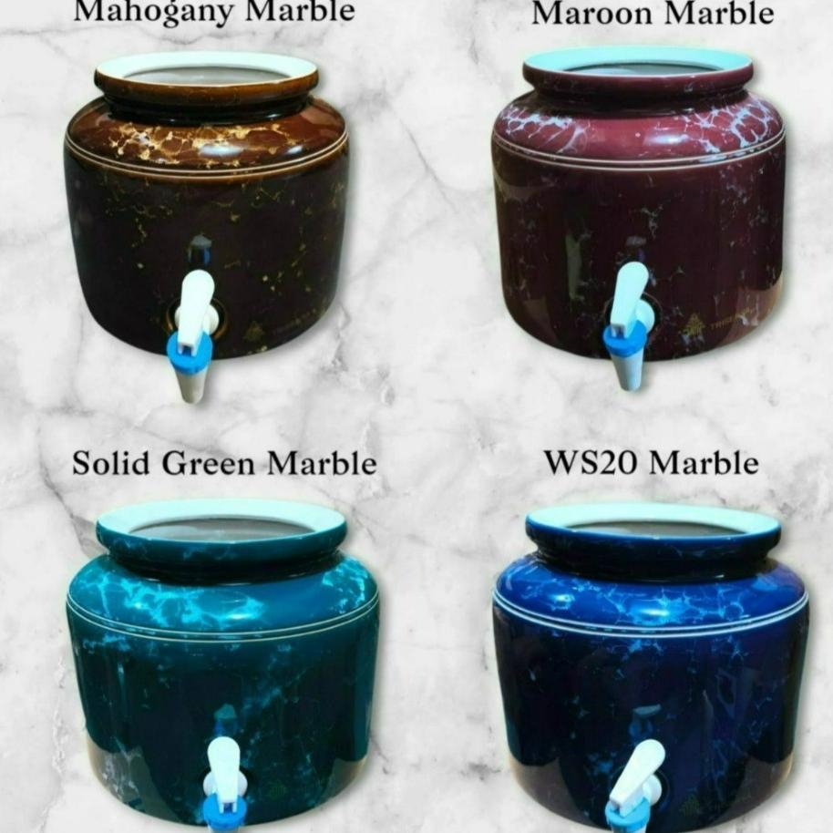 Trisensa Ceramics - Guci Murah Air Putihkerok Marble Polos Eksklusif / Guci Galon Keramik Embos Marb