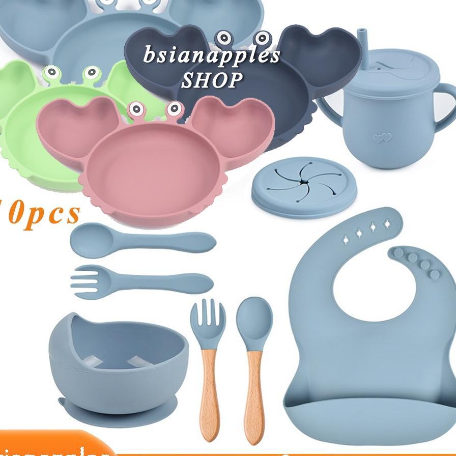 Peralatan Makan Bayi 10Pcs Tempat Makan Bayi Peralatan Makan Bayi Silicon Peralatan Makan Mpasi Bayi