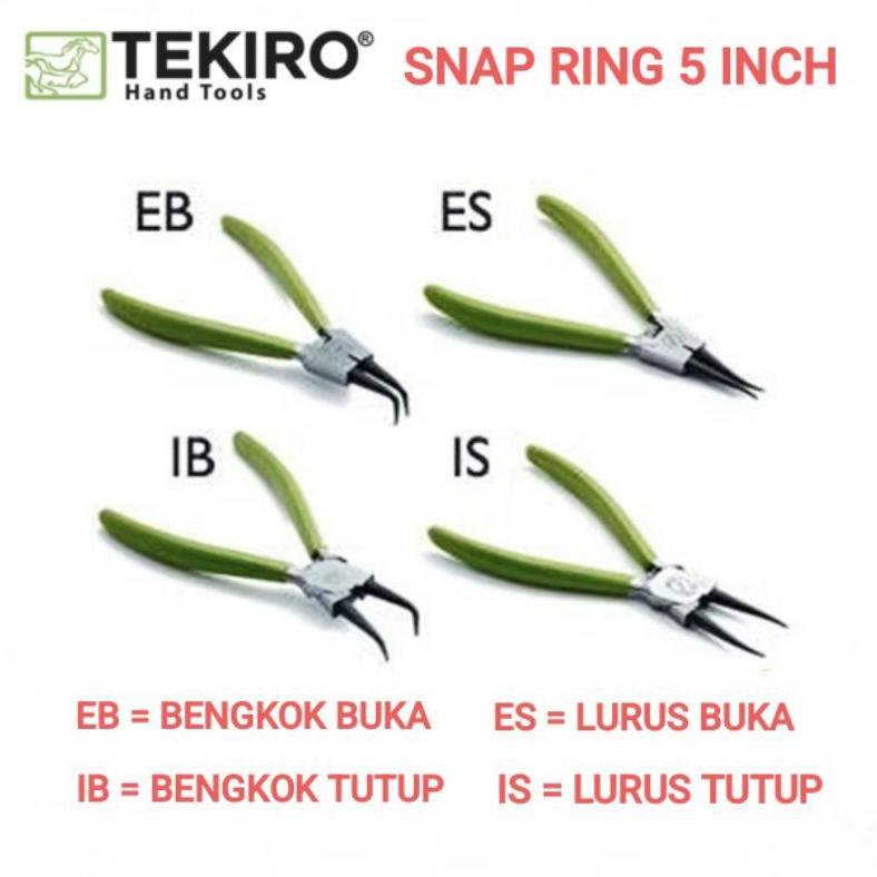 (JU) TEKIRO tang circlip 5 INCH IS/ES/IB/EB/1SET snap ring pliers 5inch ORIGINAL
