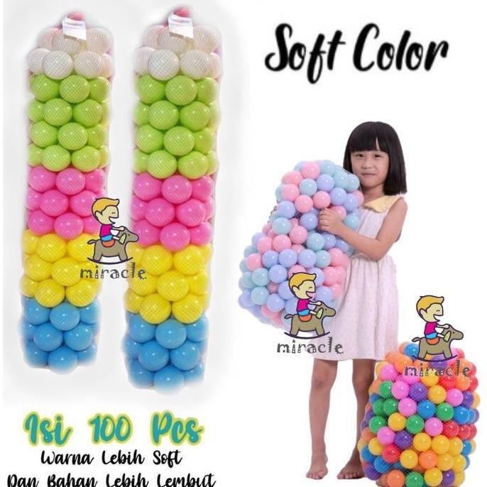 Mandi Bola Warna PASTEL isi 100 pcs SNI - mandi bola warna - mandi bola pastel - Lebih Soft Toys