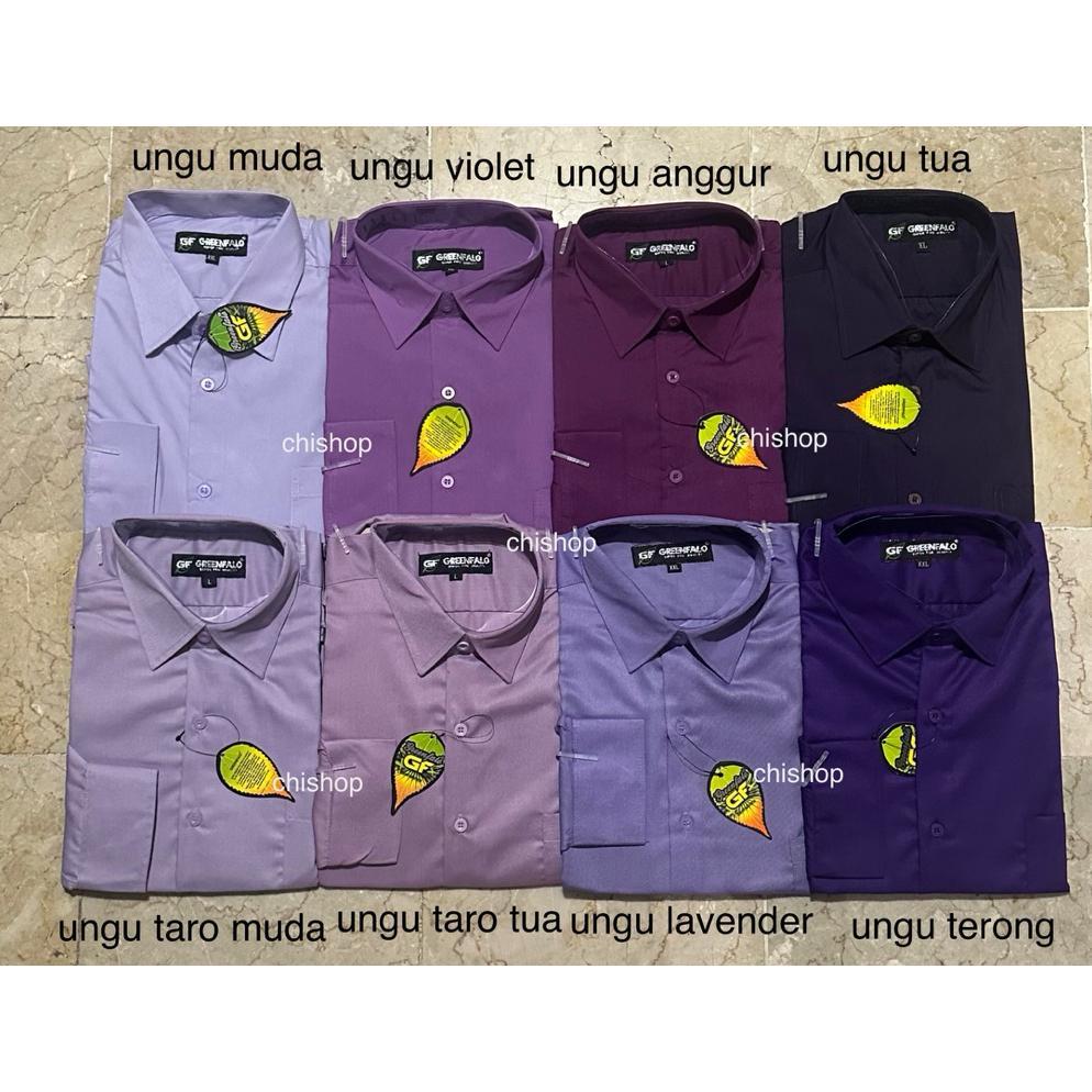 KEMEJA PRIA GREENFALO-KEMEJA POLOS LENGAN PANJANG PRIA WARNA UNGU / UNGU MUDA / UNGU LAVENDER / UNGU
