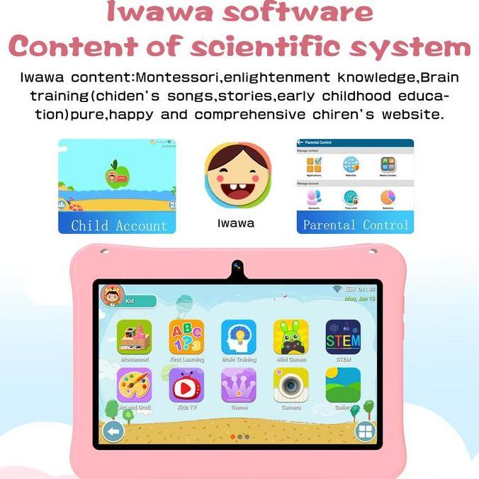Hancdon7 inch tablet anak/Tablet Edukasi Anak F06 Dengan Kemasan Tas / Tablet Android Untuk Belajar 