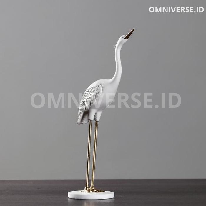 Pajangan Meja Burung Bangau / White Crane Statue Figure EB Home 2621
