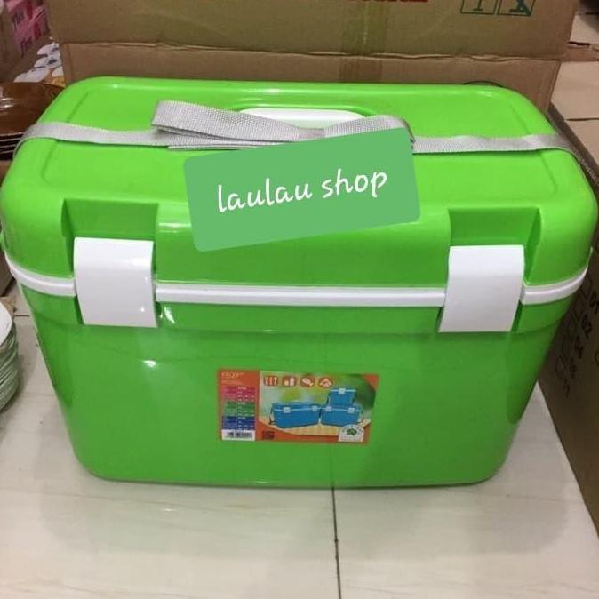 kree.shyna- Cooler Box 30 Liter Green Leaf 5792 Plastik Tempat Es Buah Minuman Panas Dingin Tempat P