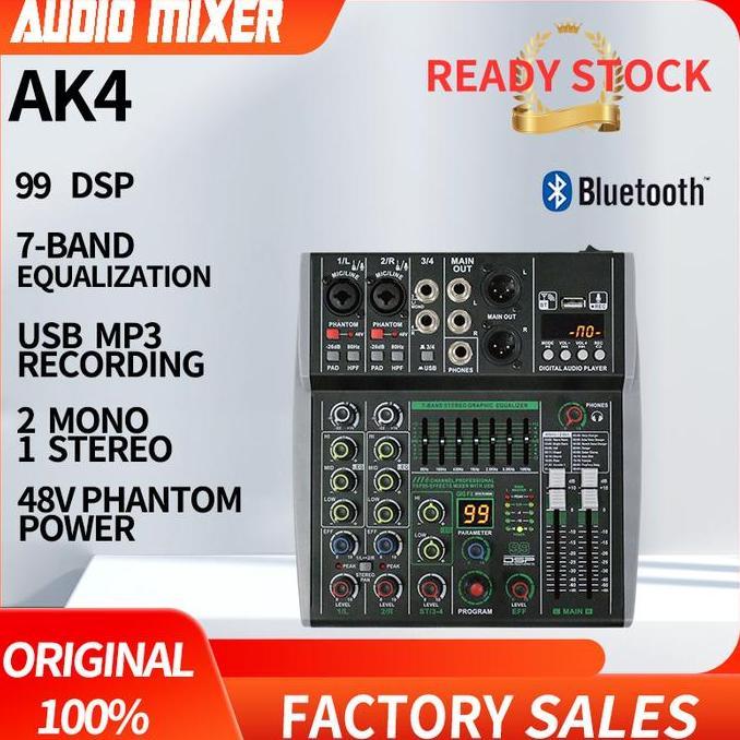 Geluid- Aibedo Ak 4 /6/8 Saluran Mixer Audio Profesional Dapat Dihubungkan Ke Catu Daya Mobil 12V 99