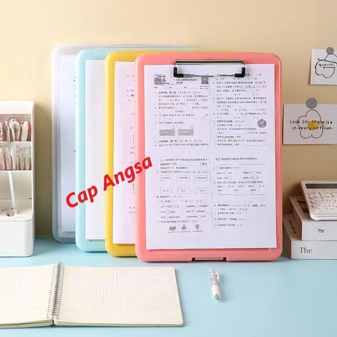 Pilihan- [Cap Angsa] Clipboard A4 Dengan Storage Box | Papan Jalan Alas Kertas Plastik Multifungsi |