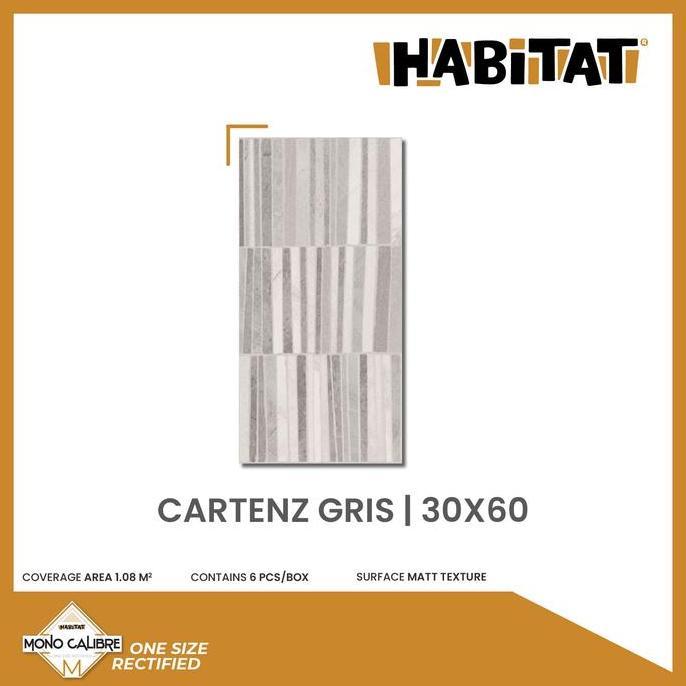 Habitat Cartenz Gris 30x60 Keramik Dinding Batu Alam Milantiles