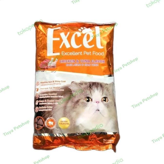 Meong- New- Makanan Kucing Excel Ayam & Ikan Tuna 1 Kg Cat Food - Dry Food