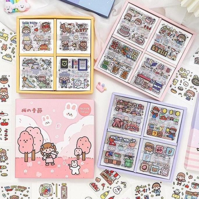 New- 1 BoxGfyStiker Gemoy Buku Aesthetic/Stiker Botol Tumbler/Stiker Jurnal
