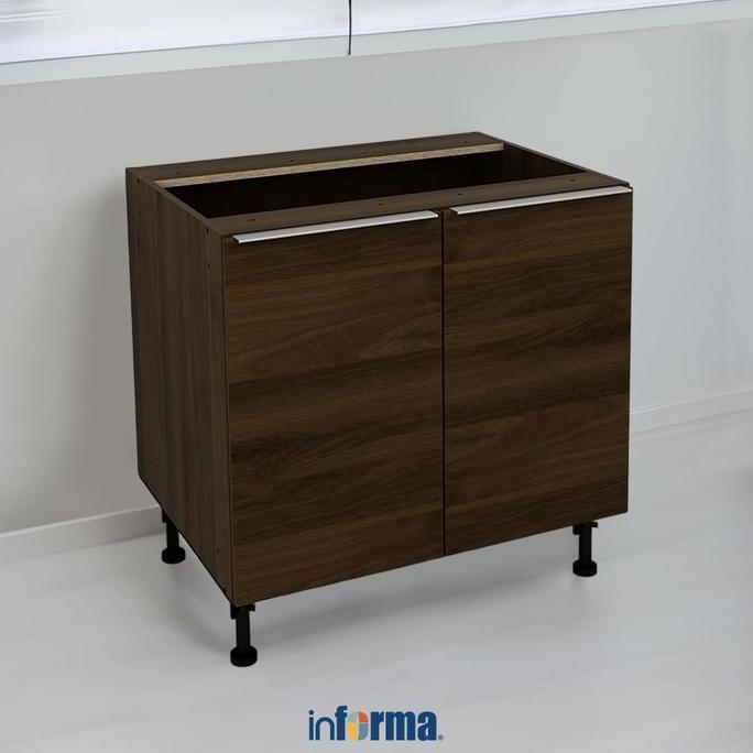 Informa 80 cm Prescoot Kabinet Bawah Dapur - Cokelat Walnut Lemari Lantai Kabinet Penyimpanan Meja K