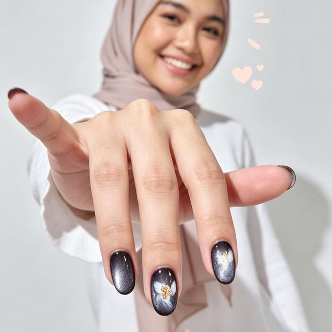 Nail- [Handmade Short] Cn 80 Kuku Palsu Pendek Natural Aesthetic - N Fake Nails Handmade Short Oval/