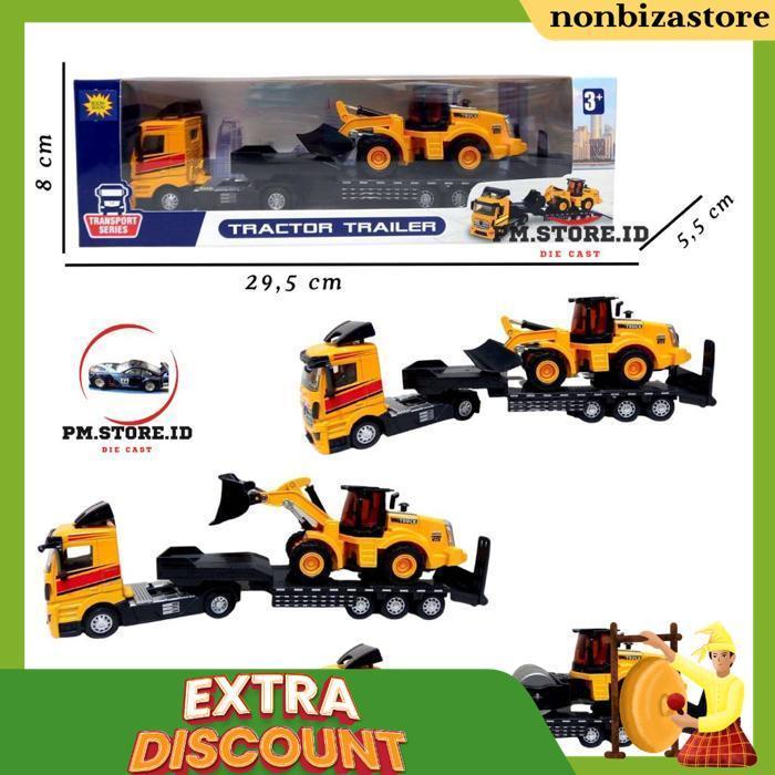 Diecast Transport Series Tractor Trailer Angkut Truck Contruction