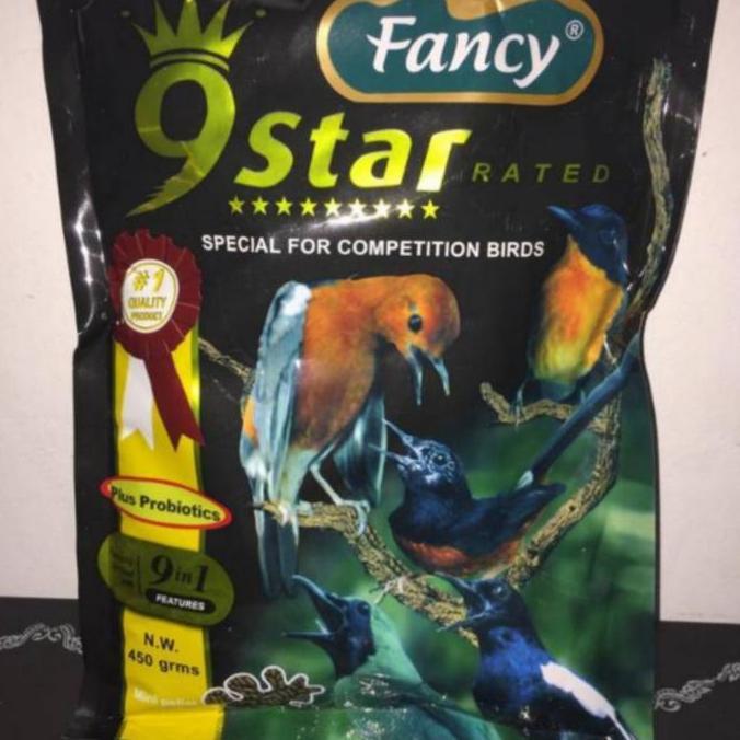 Fancy 9 Star Plus Probiotics Pur Hijau Pakan Burung Murai Anis 459 Gr