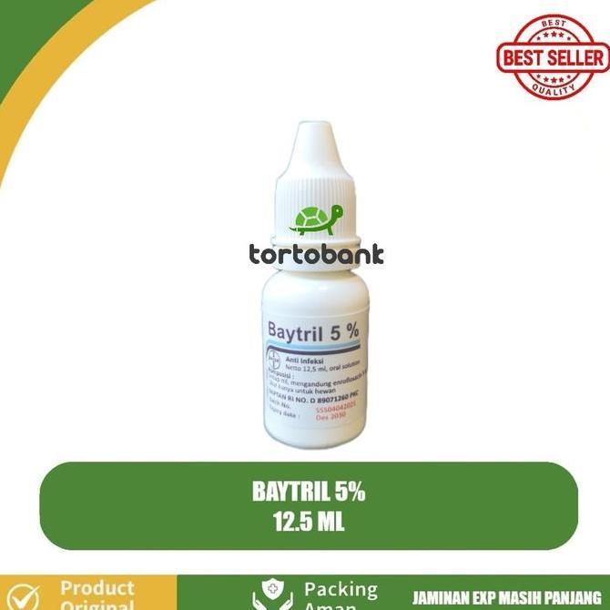 BAYTRIL 5% ISI 12.5 ML - OBAT ANTIBIOTIK ORAL UNTUK HEWAN - OBAT KURA KURA - OBAT FLUE KURA KURA - O