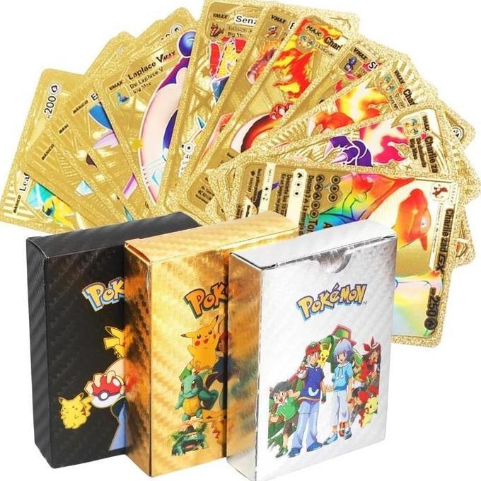 Duffy Toys 55Pcs Mainan Peliharaan Elf Kartu / Dragon Ball / Naruto / Hitam Emas Perak Kartu Pokemon