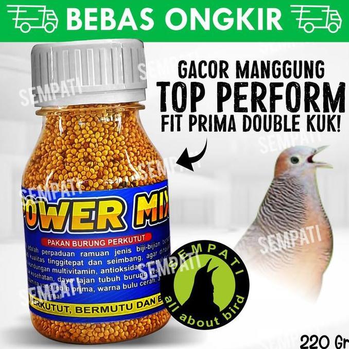 Power Mix 220Gr Pakan Makanan Biji Bijian Burung Perkutut Tekukur Derkuku Puter Pakan Burung Mix See