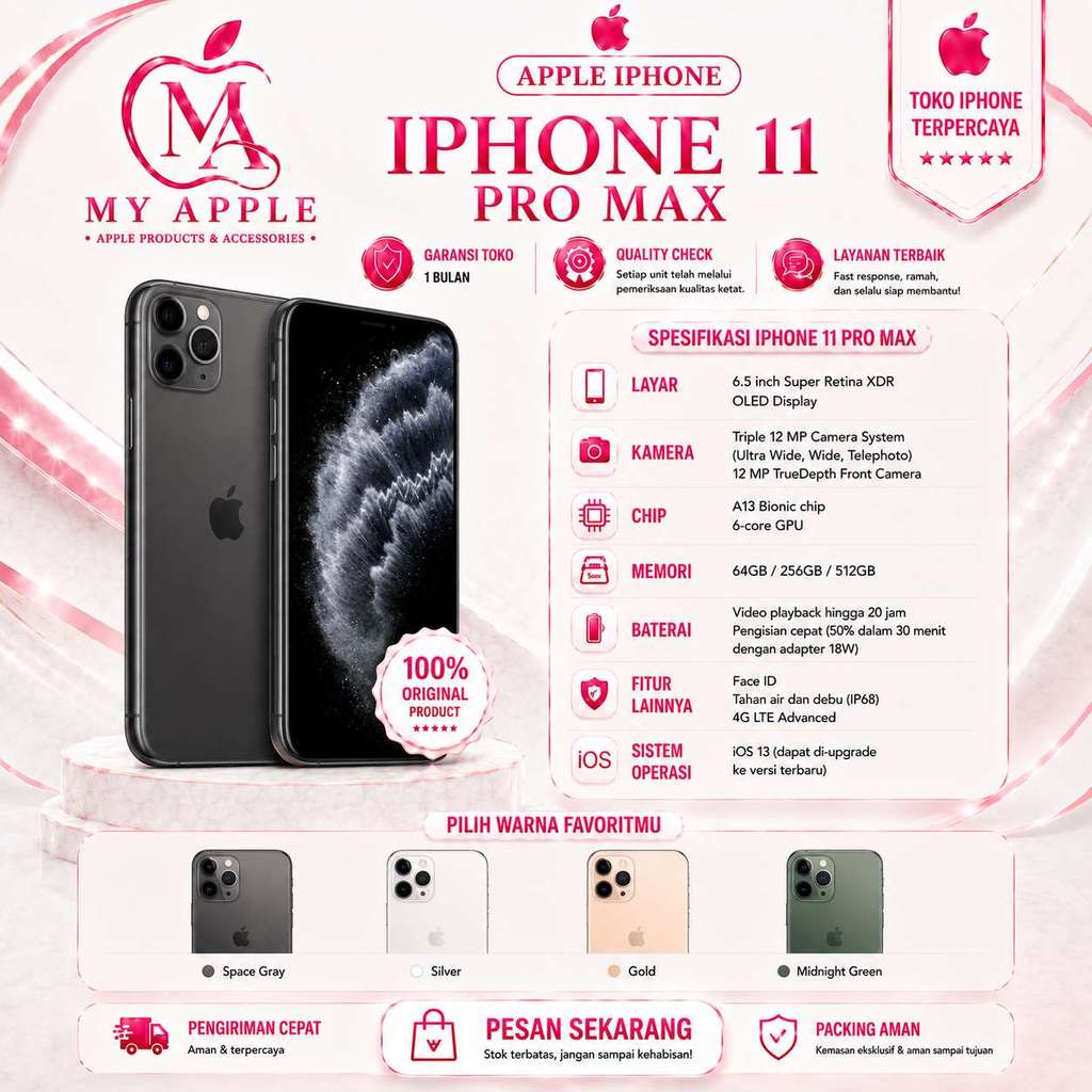 Iphone 11 Pro Max Second Ori Fullset 64GB 256GB All Sim Bergaransi