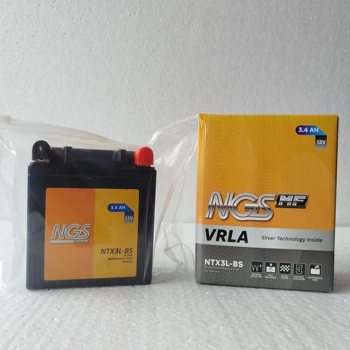 Original Aki Motor Rx-King 12Volt 3,4 Ampere Aki Kering Gel Gm3-3B / Ntx3L-Bs / Mtx3L /   Ninja R 15