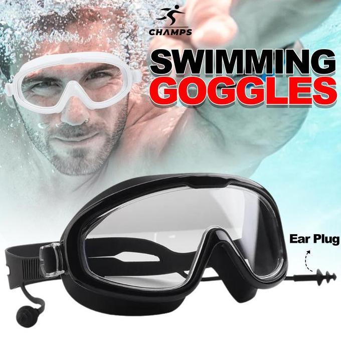 CHAMPS Swimming Goggles CH-301 Kacamata Renang Sport Anti Fog Kabut Adjustable Elastis Anti UV Big F