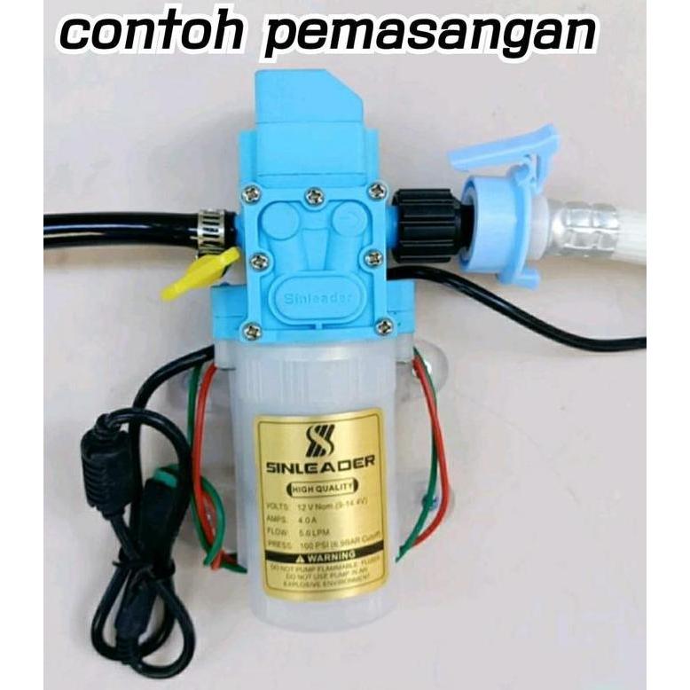 Paket Pompa Air Dc Shell 12 Volt High Pressure + Adaptor + Nipple
