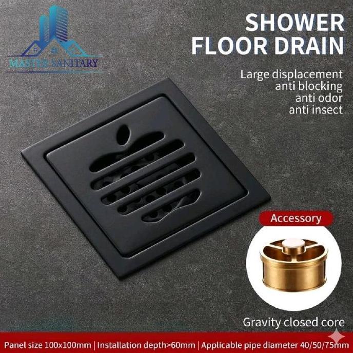 Smart Floor Drain Hitam Motif Apple Stainless Tebal /Smart floor drain Hitam Tebal Motif Apel