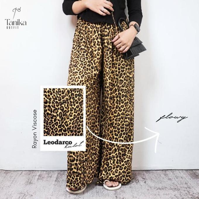 New- Kulot Jumbo Motif Leopard Rayon Viscose Celana Panjang Skena Kalcer Motif Hewan Macan Zebra Pre