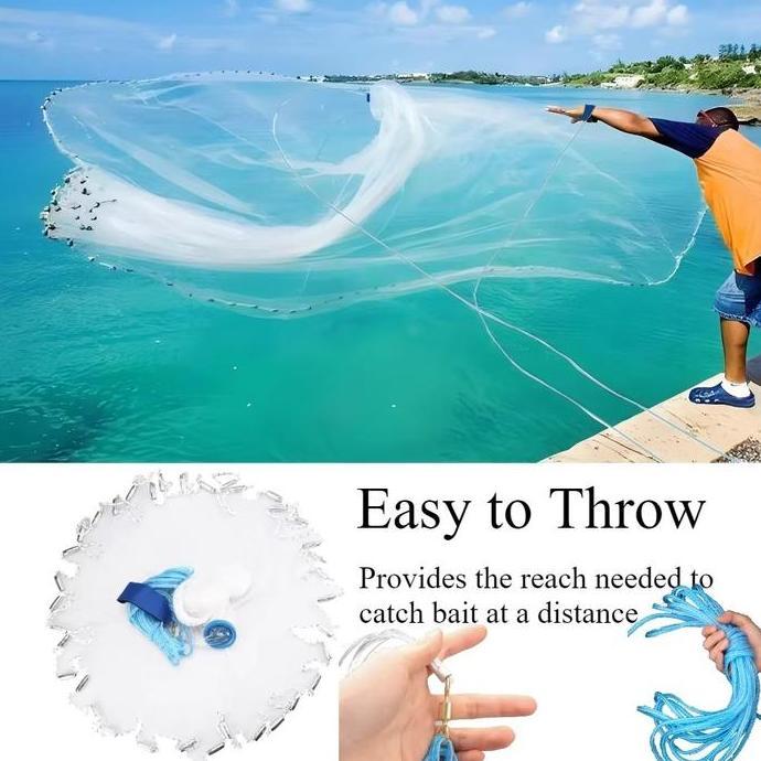 Veii- New- Cast A Net Jaring Jala Lempar Nilon Perangkap Tangkap Ikan Udang Siap Pakai Pancing Ikan 