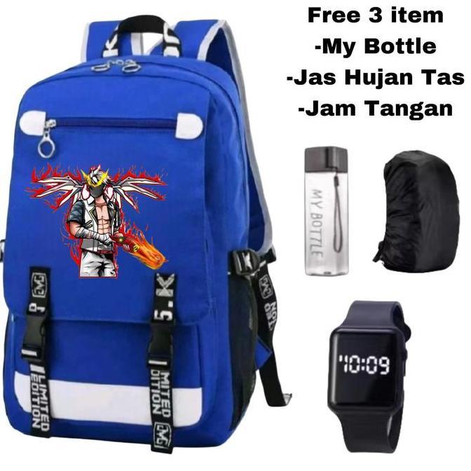 New- Tas Free Fire Hitam Keren Pilihan Warna Tas Free Fire: Hitam, Merah, Biru Backpack Anak Ff Mode