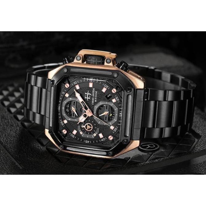 Orologi- Evans Jayden Jam Tangan Pria Ej 9558 Rantai Stainless Steel Chronograph Kaca Sapphire Ter R