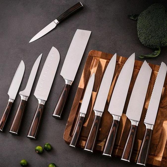 Terbaikproduk- Pisau Dapur Daging Serbaguna Bilah Lebar Tajam Damascus Pattern Stainless Steel 5Cr15