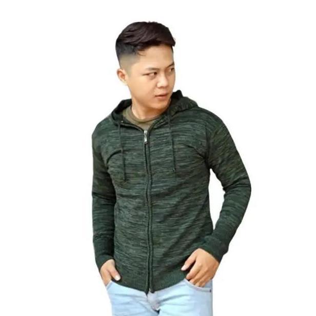 jaket rajut ariel tutowne unisex Pria Baju Panjang Knitwear Kerah Hitam