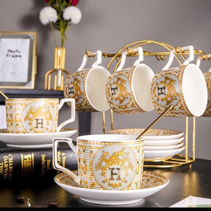 Tea cup Set Hermes isi 6 pcs / Cangkir Set keramik isi 6 pcs