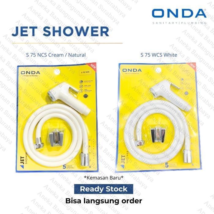 Jet Shower ONDA S 75 WCS / NCS Putih Natural krem dengan Selang karet 1m dan Bracket - semprotan wc 