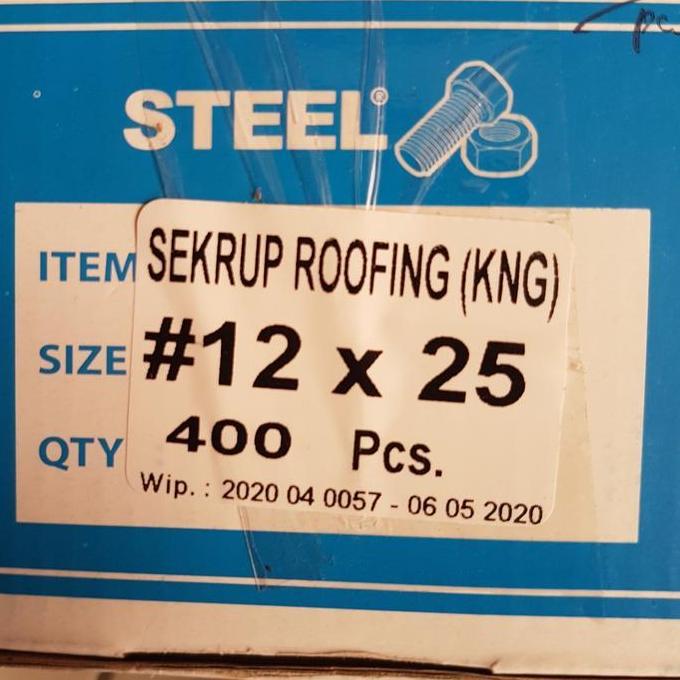 Sekrup roofing Steel kuning #12 x 25 2.5cm 400pcs