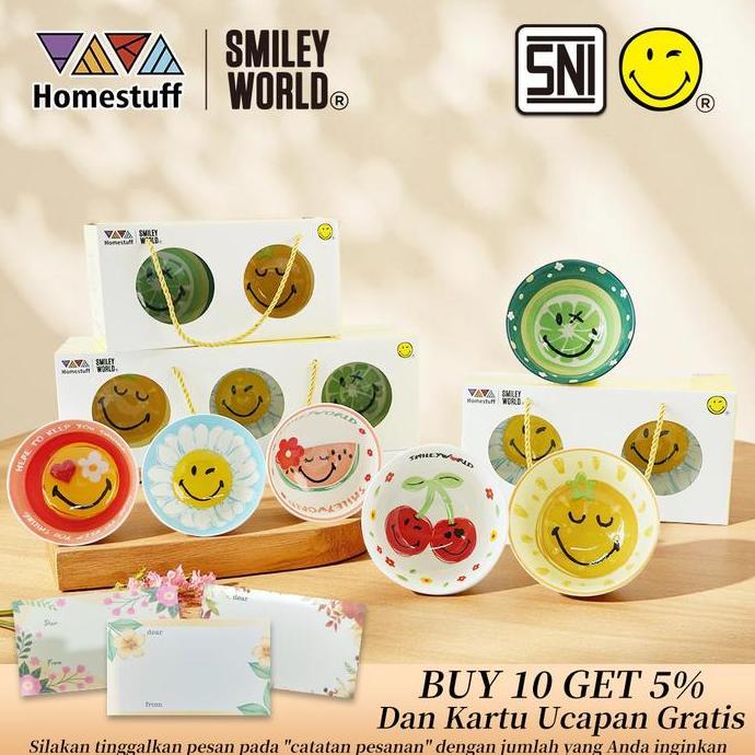 [Pilihan Halal] HOMESTUFF x SmileyWorld / Hampers Mangkok Set SmileyWorld / Motif SmileyWorld lucu /