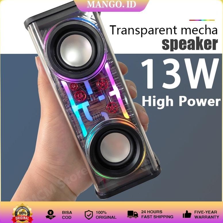 BIG SALE SPEAKER BLUETOOTH SUBWOOFER MERIAM BAJA KECIL TRANSPARAN AUDIO PORTABEL NIRKABEL 13W MECHA 