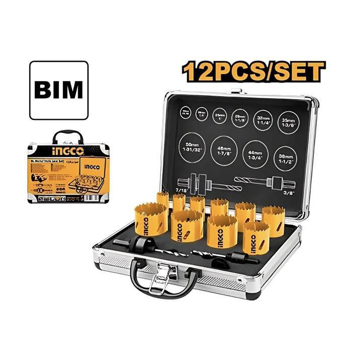 AKH0121 12PCS HSS BI-METAL HOLESAW HOLE SAW BESI METAL INOX SET INGCO