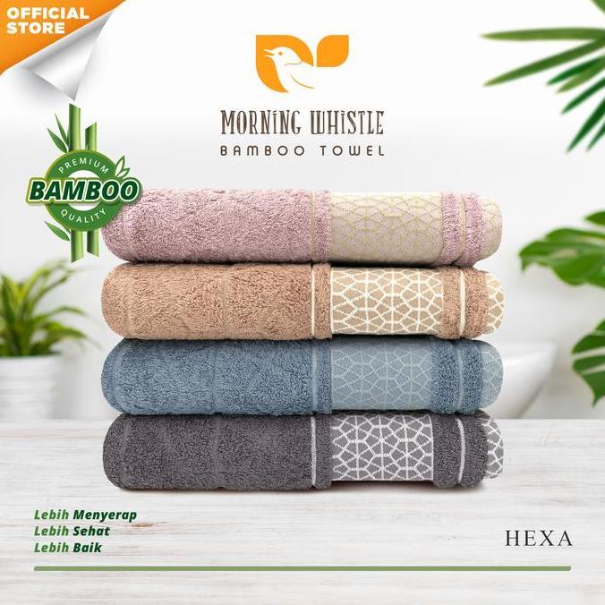 NEW Handuk Morning Whistle Bamboo Towel Hexa - Handuk Mandi Dewasa 70x135cm / Katun Bambu / Handuk D