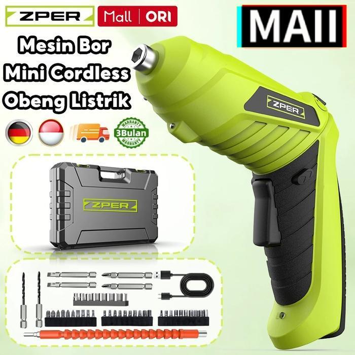 CODZPER Mesin Bor Baterai 4.2V Obeng Listrik Cordless Drill Battery Bor Kayu Triplek Besi Bor ZP016 