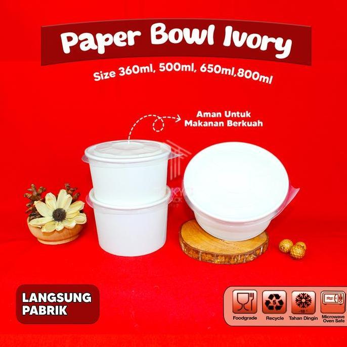 Bora- Paper Bowl 650 Ml / Mangkok Kertas / Rice Bowl Paper 650 Ml