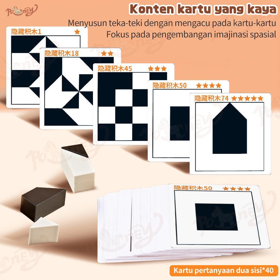 Original Poney Mainan Game 3D Geometri Puzzle Plastik Block Blok Basic Shape Permainan Sensory Pelat