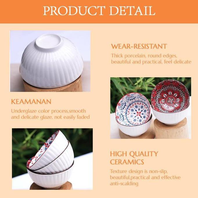 Bora- { Eksklusif Gratis Sumpit}Homestuff Hampers Mangkok Set 2/4/6Pcs / Mangkok Souvenir Bohemian S
