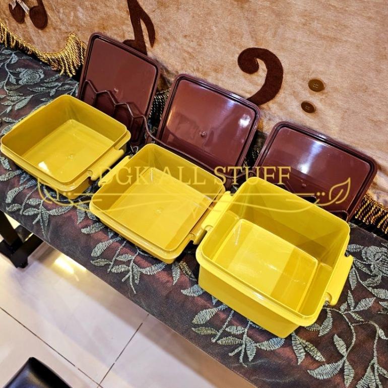 NEW Rantang Segi Persegi Petak Tempat Kotak Makan Bekal Bontot Katering Prasmanan Hajatan Souvenir P