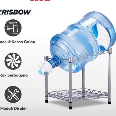 Krisbow Stora Rak Galon Single - Silver Tempat Penyimpanan Galon Air Minum Rak Dispenser Perlengkapa