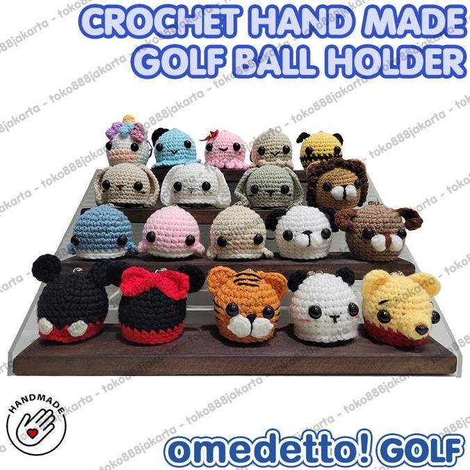 GOLF BALL HOLDER CROCHET HOLDS 1 BALL HAND MADE RAJUT RAJUTAN OMEDETTO